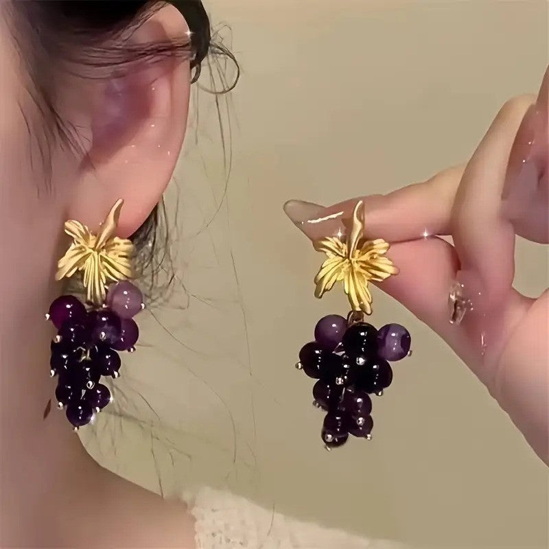Romantic Vintage Grape Cluster Drop Earrings