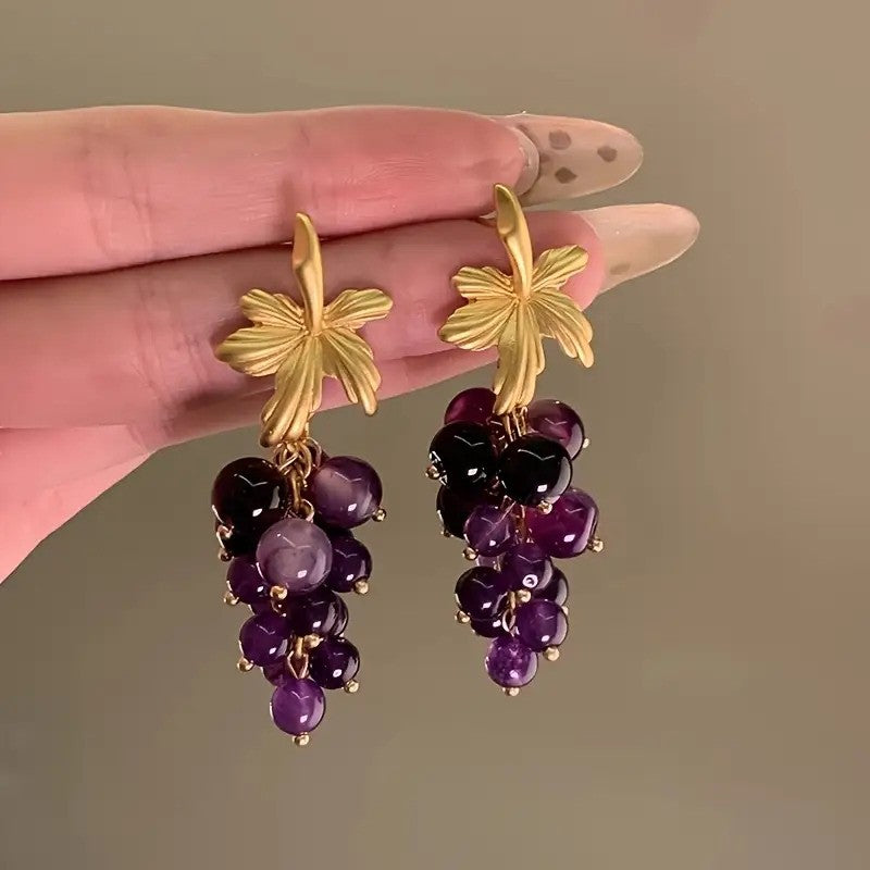 Romantic Vintage Grape Cluster Drop Earrings