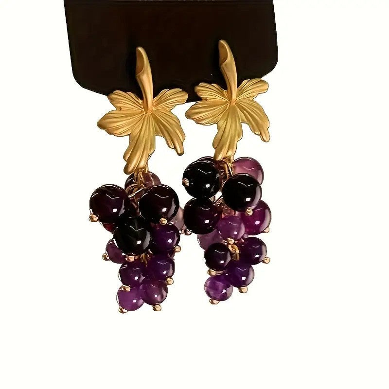 Romantic Vintage Grape Cluster Drop Earrings