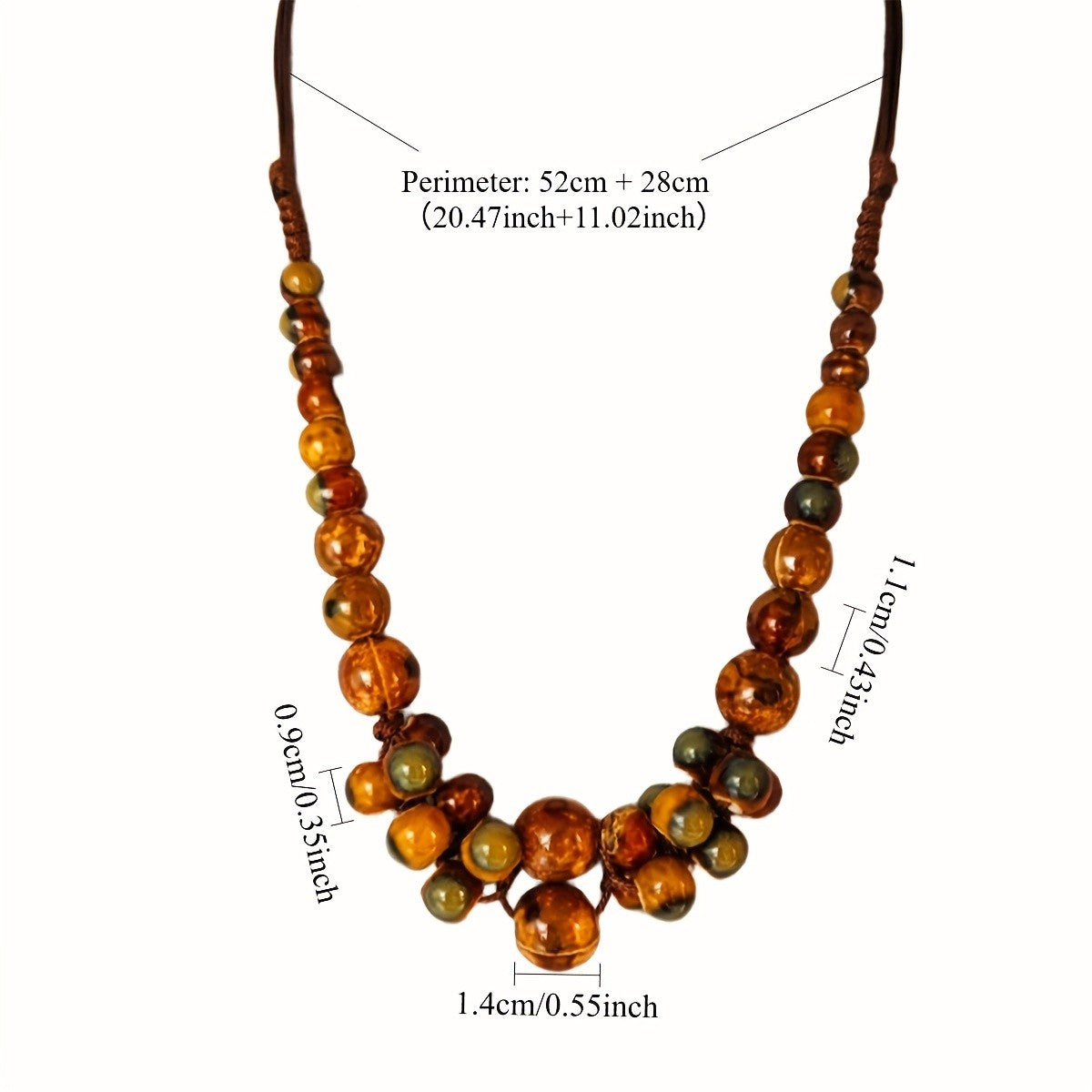Boho Earthy Ceramic Bead Necklace