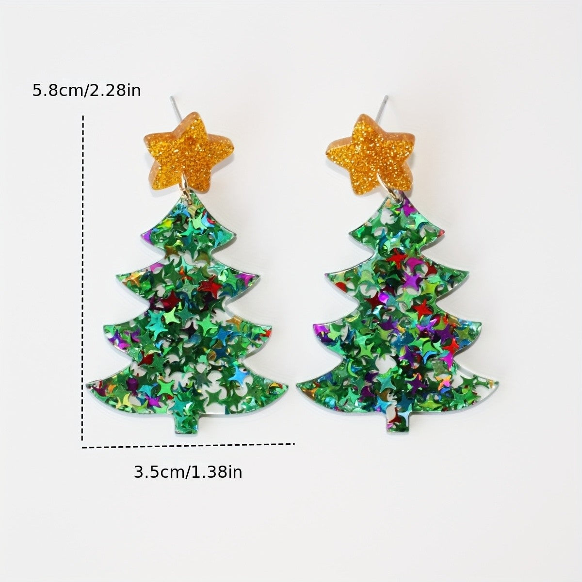 Festive Glitter Tree Drop Earrings