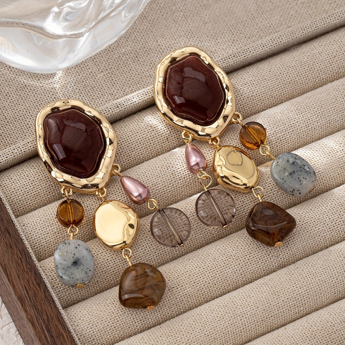 18k Vintage Boho Gemstone Drop Earrings