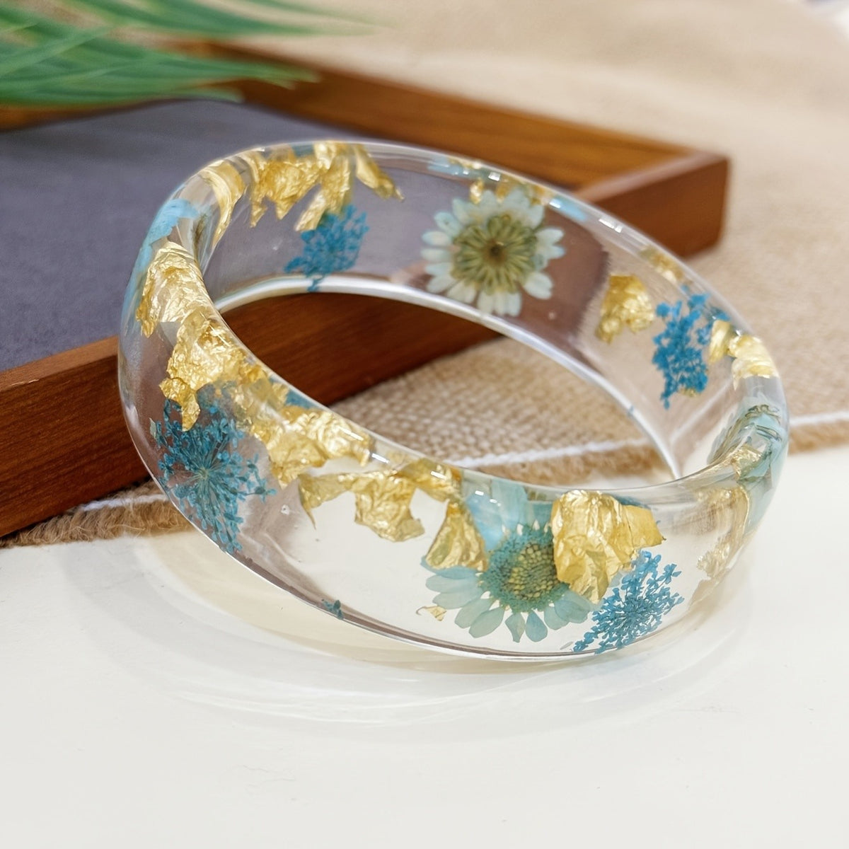 Boho Dried Flower Resin Bracelet