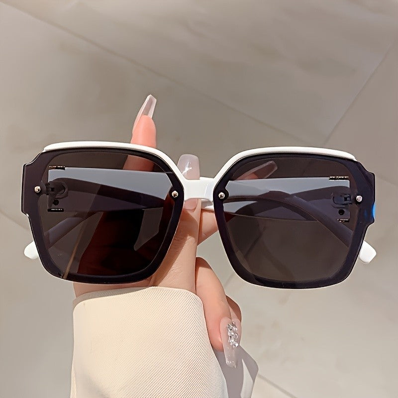 Chic Quilted White Oversized Sunglasses