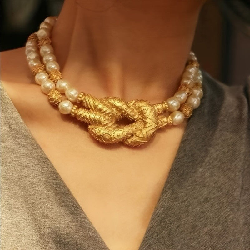 14k Vintage Baroque Pearl Rope Necklace