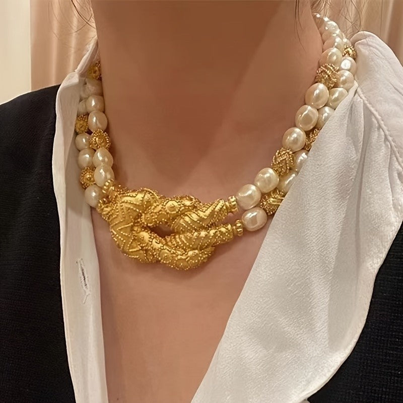 14k Vintage Baroque Pearl Rope Necklace