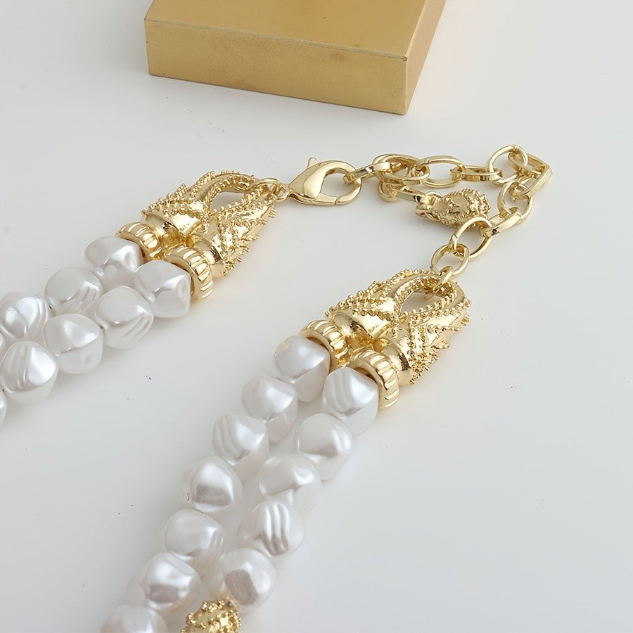 14k Vintage Baroque Pearl Rope Necklace