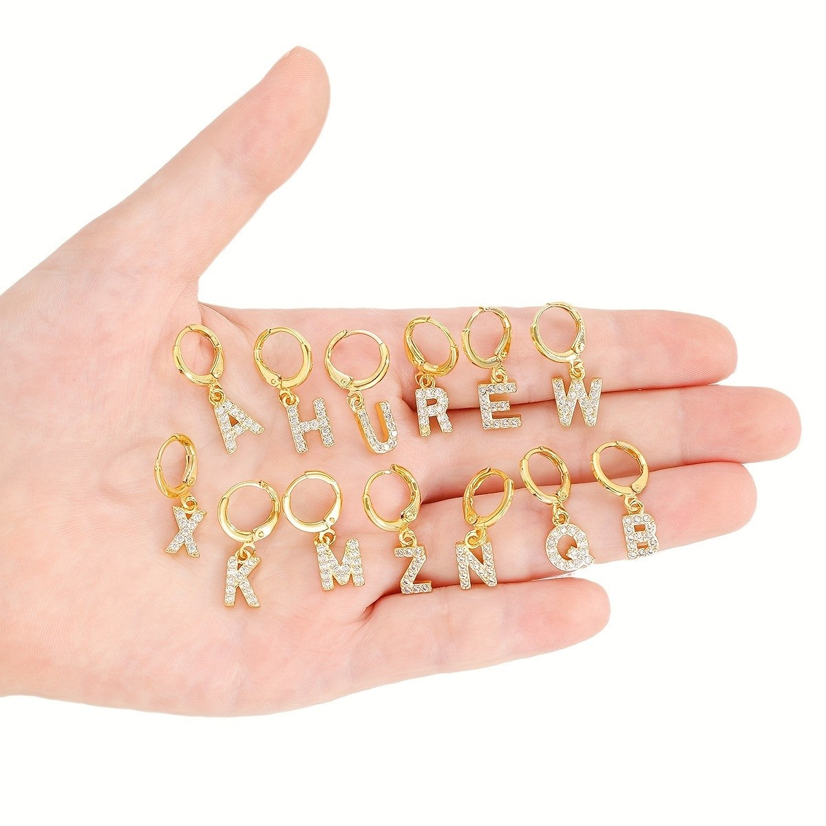 18k Dainty Initial Letter Hoop Earrings