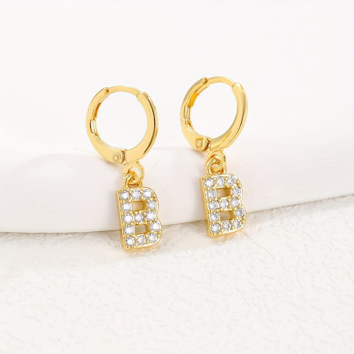 18k Dainty Initial Letter Hoop Earrings