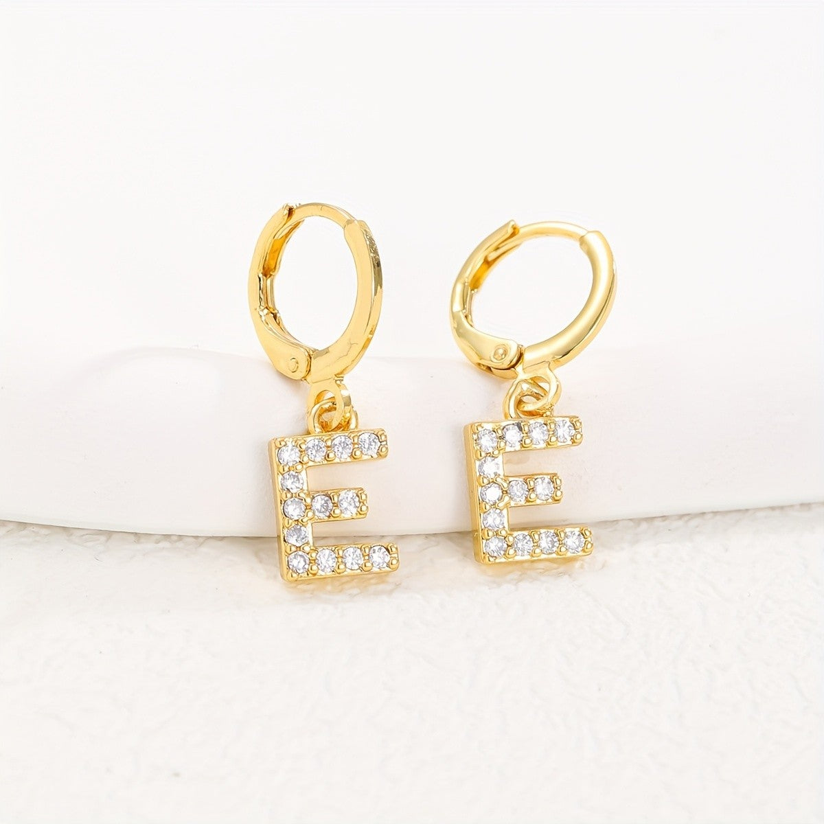 18k Dainty Initial Letter Hoop Earrings