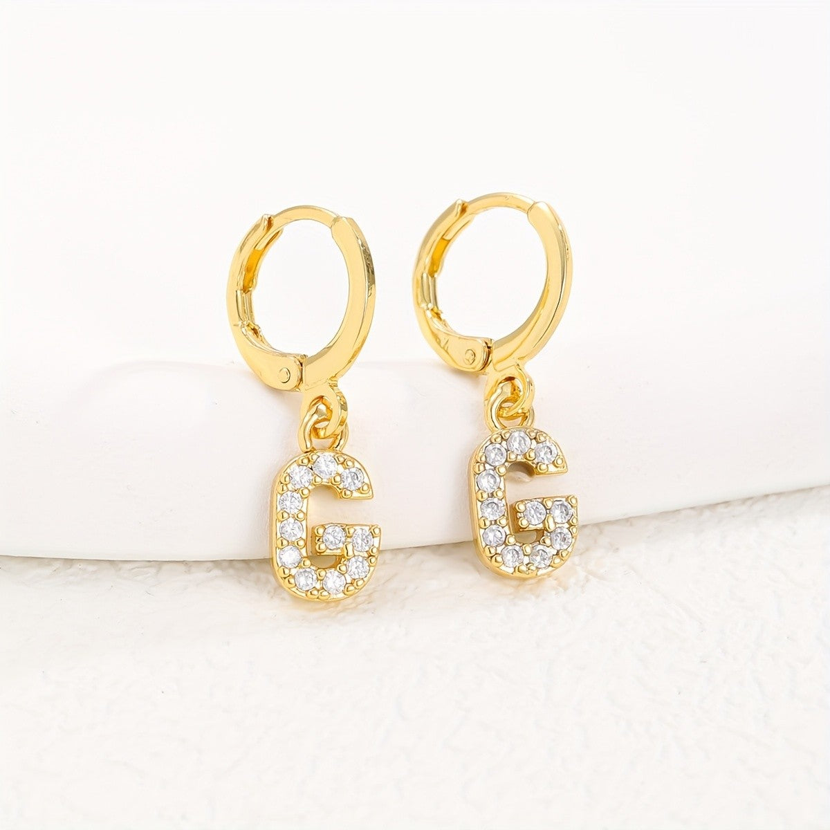 18k Dainty Initial Letter Hoop Earrings