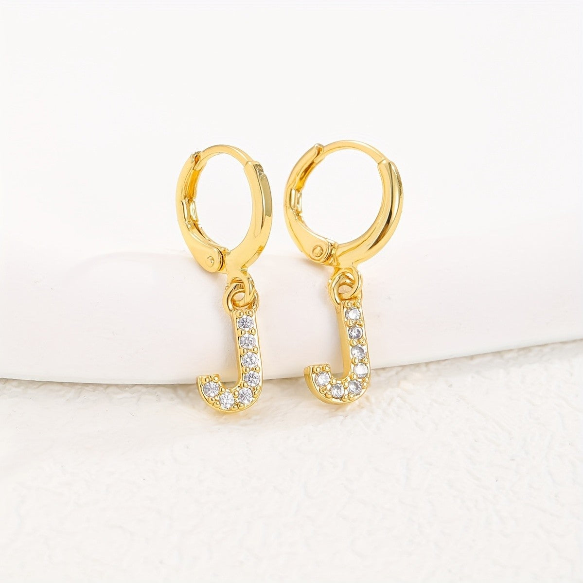 18k Dainty Initial Letter Hoop Earrings
