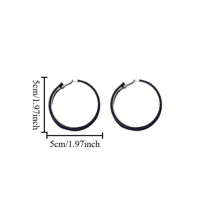 Boho Denim Wrapped Hoop Earrings