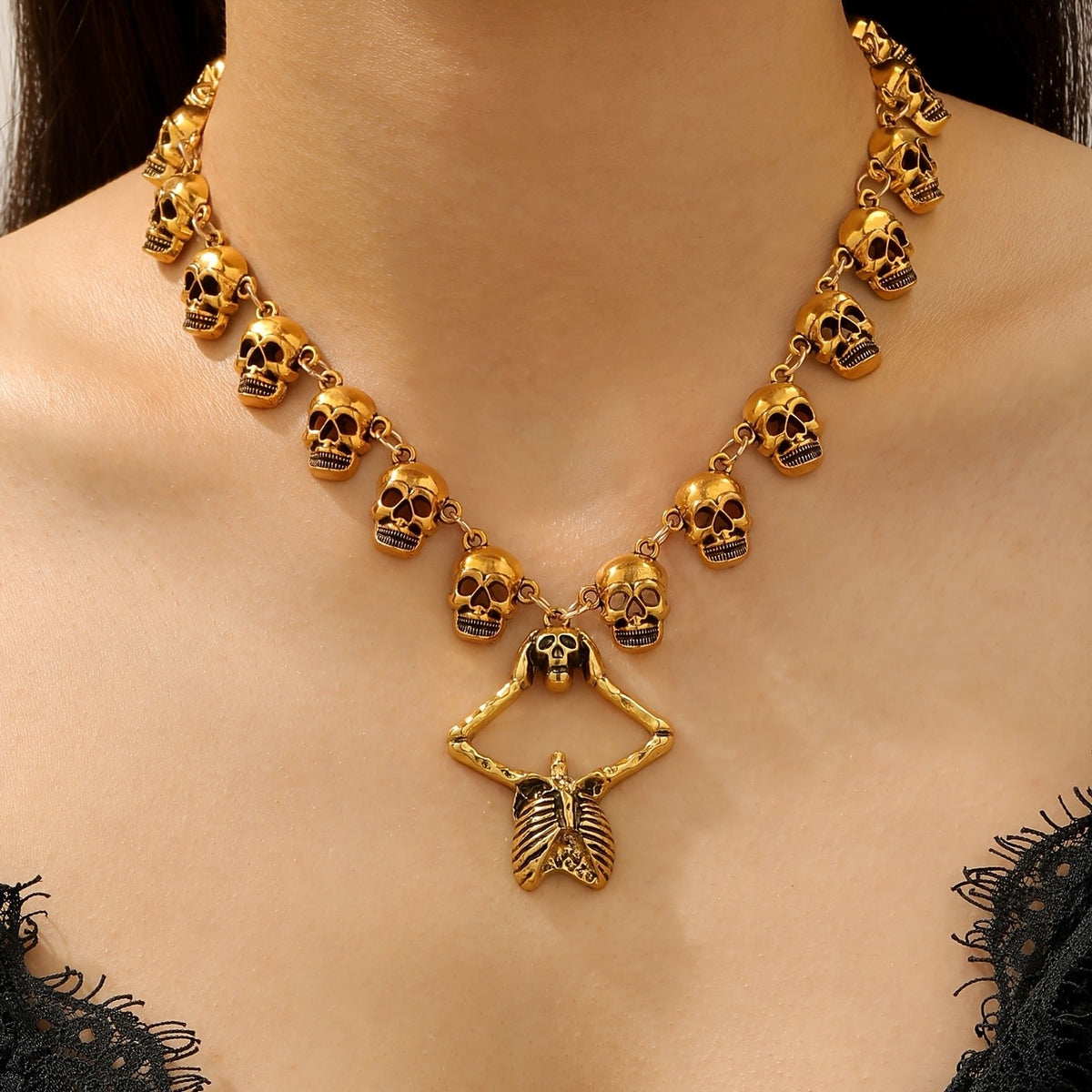 Gothic Skull Skeleton Necklace