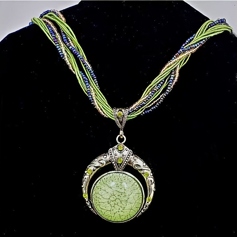 Boho Imitation Jade Statement Necklace