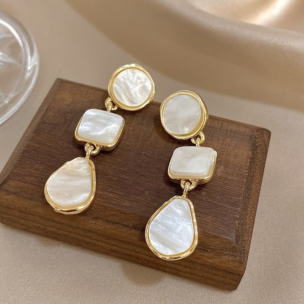 Vintage Marbled Resin Drop Earrings