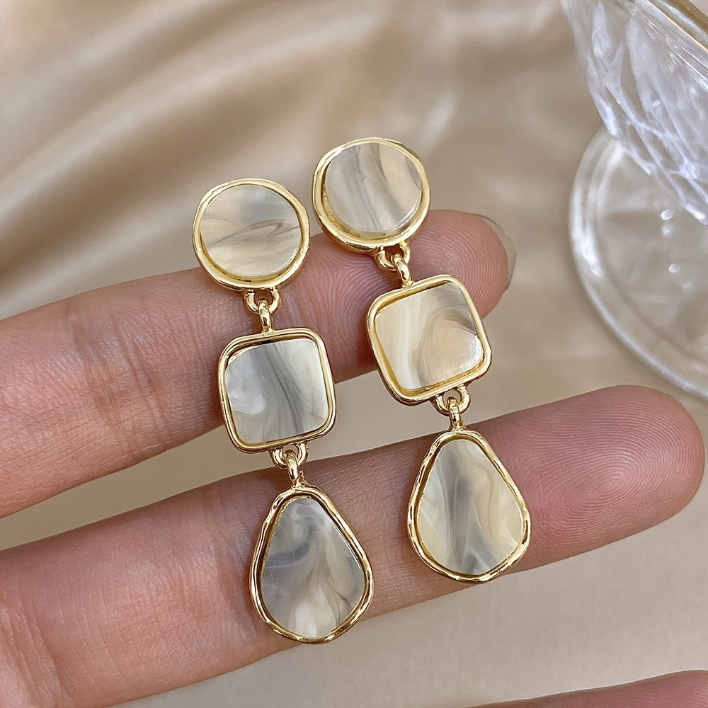 Vintage Marbled Resin Drop Earrings