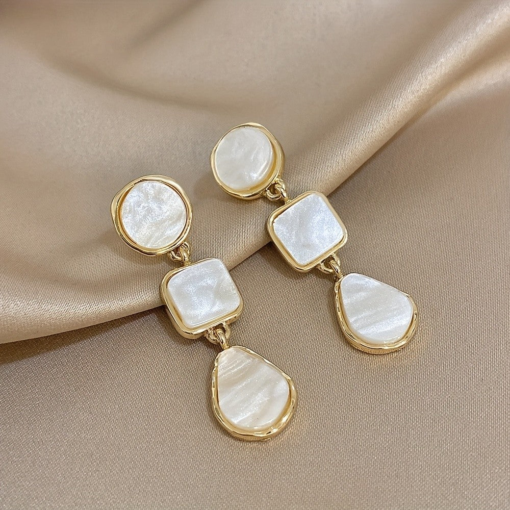 Vintage Marbled Resin Drop Earrings