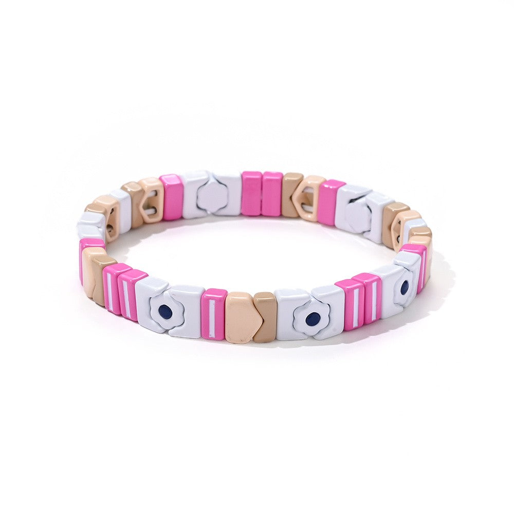 Boho Multicolor Square Bead Bracelet
