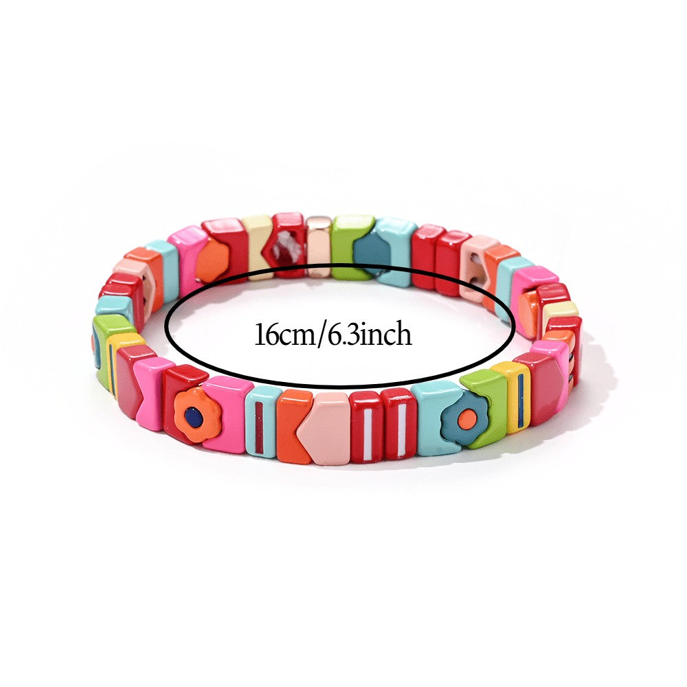 Boho Multicolor Square Bead Bracelet