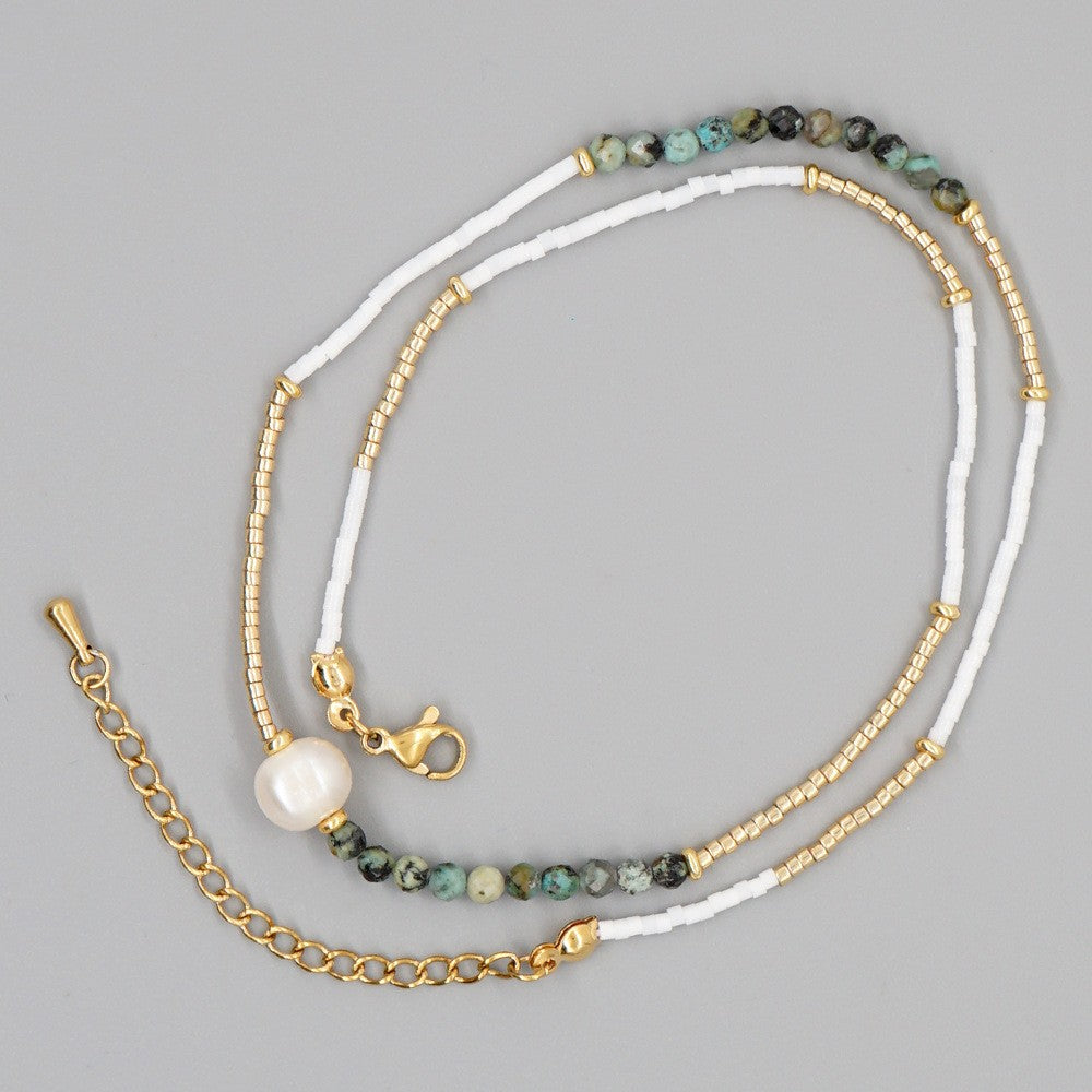 Dainty Shell Bar Pearl Necklace