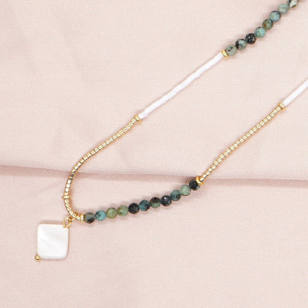 Dainty Shell Bar Pearl Necklace