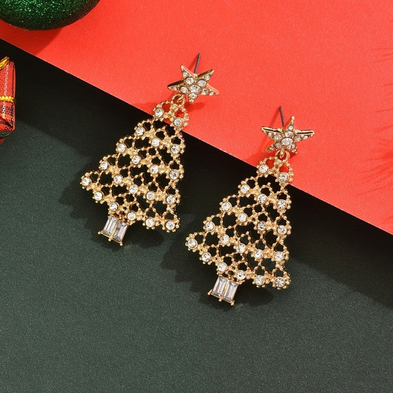 Classy Zirconia Christmas Tree Drop Earrings