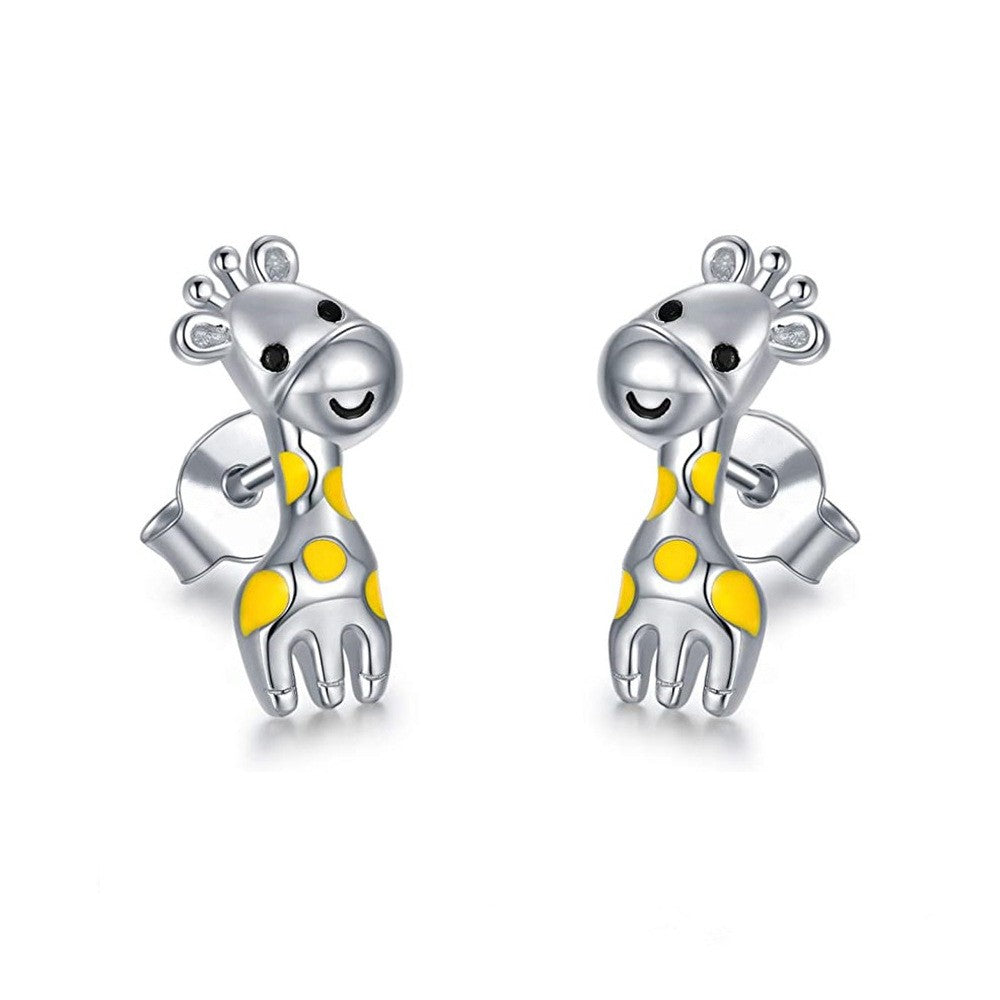 Dainty Yellow Giraffe Stud Earrings