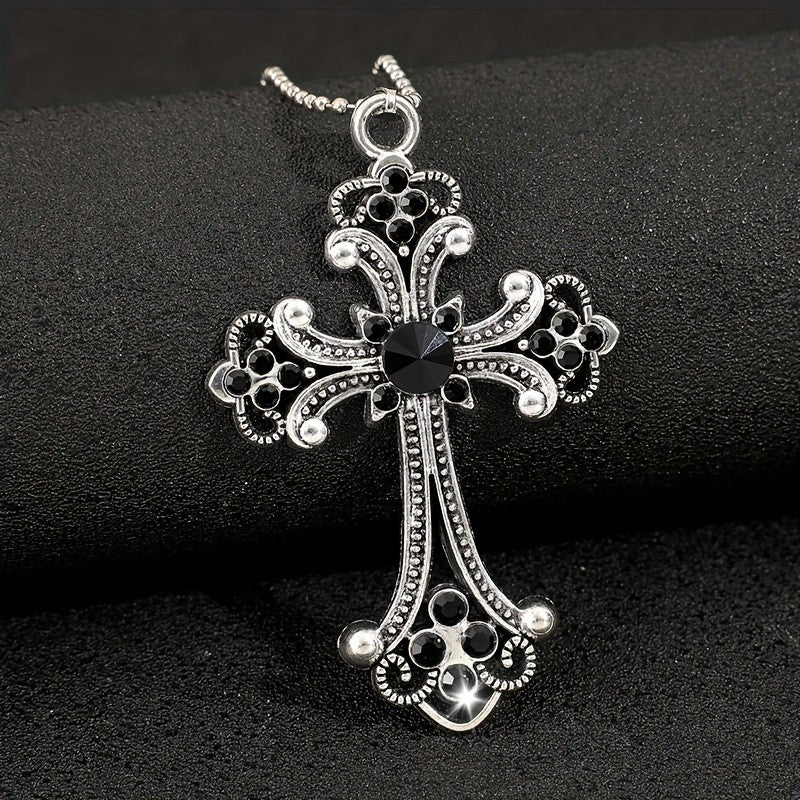 Romantic Pink Gemstone Cross Necklace