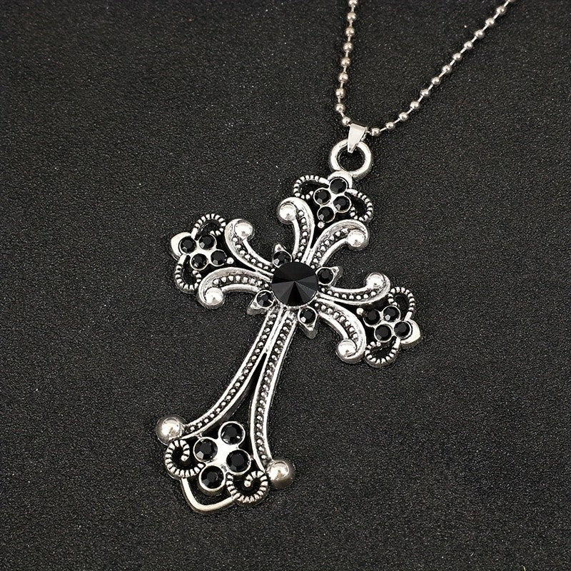 Romantic Pink Gemstone Cross Necklace
