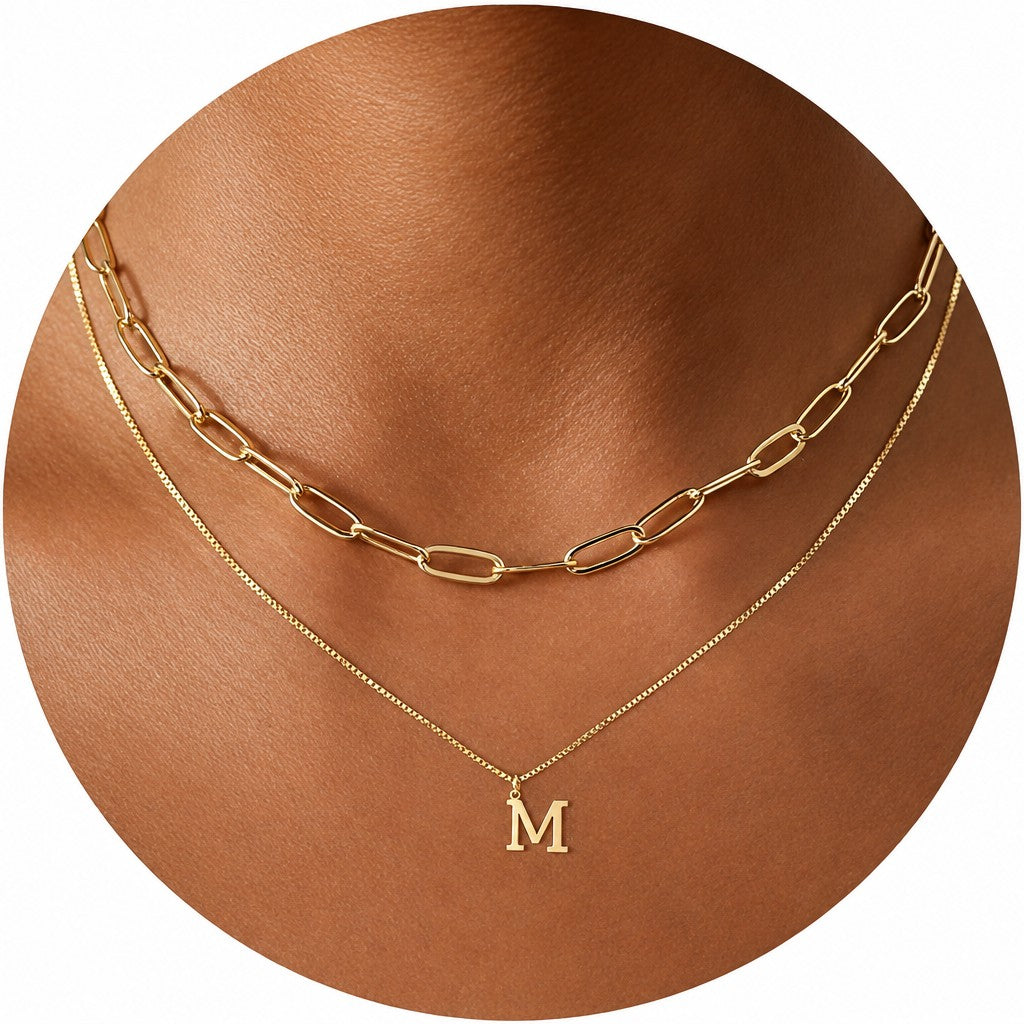Dainty Initial Letter Double Layer Necklace