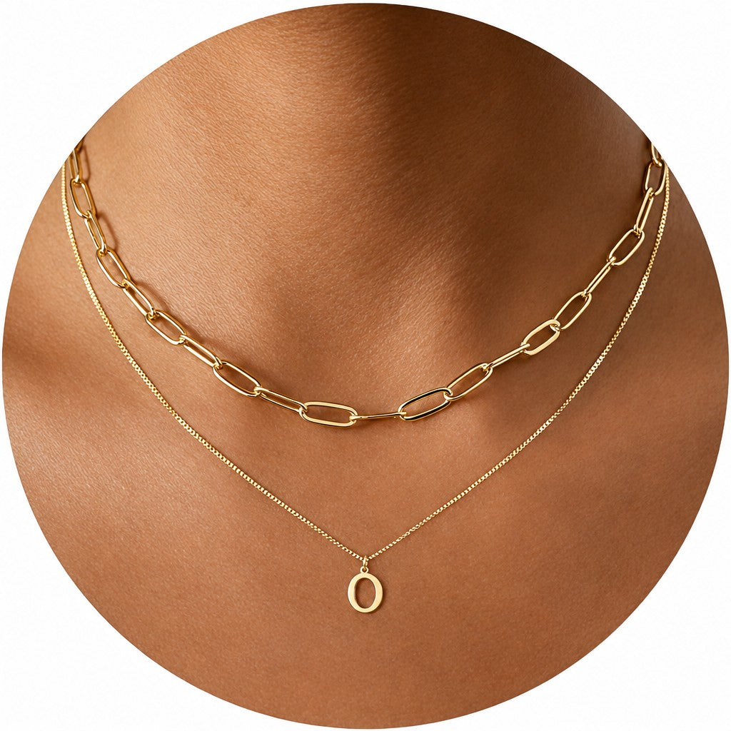Dainty Initial Letter Double Layer Necklace