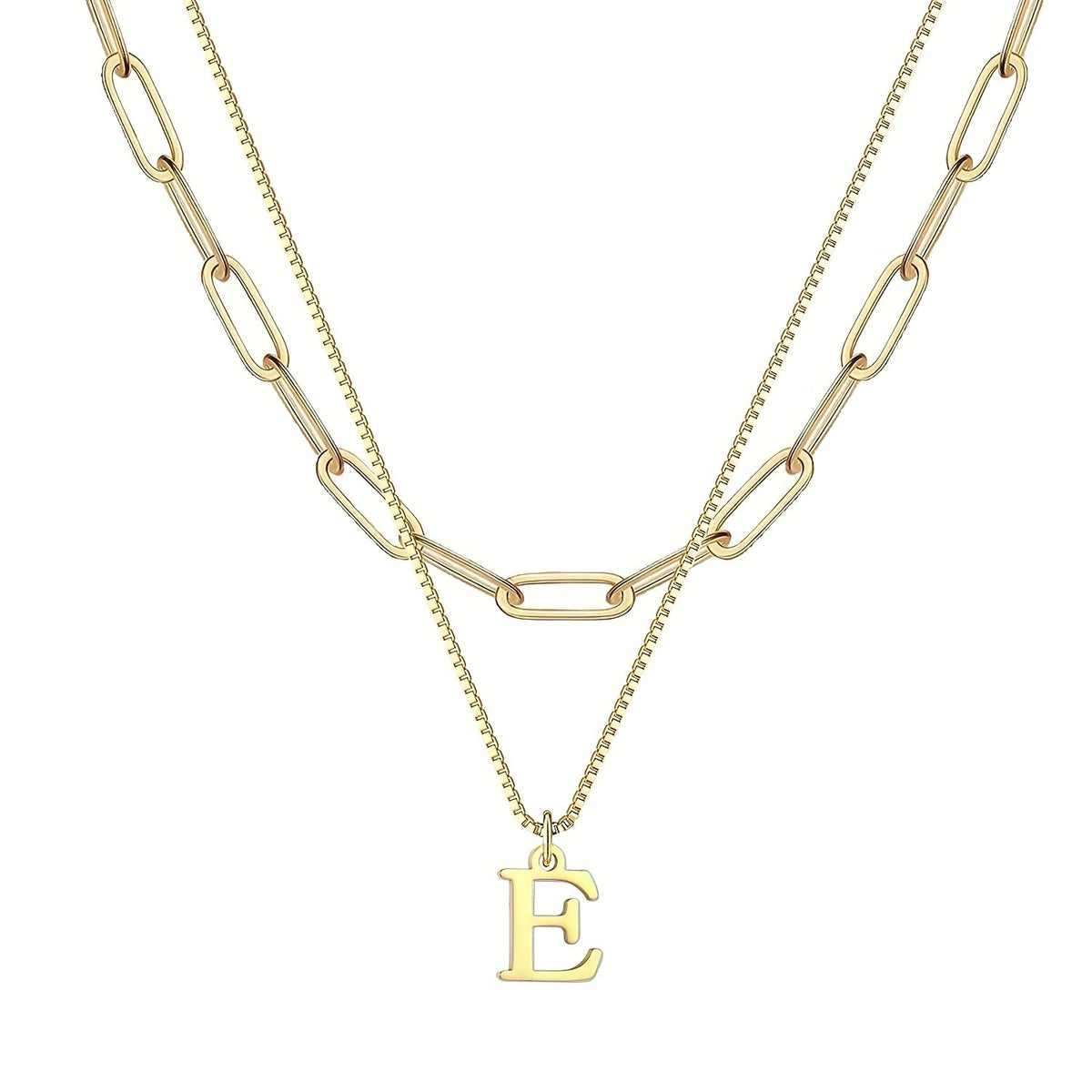 Dainty Initial Letter Double Layer Necklace