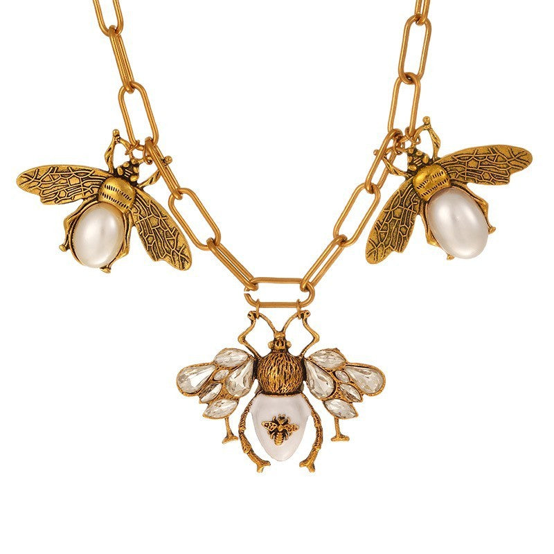 Classy Pearl Bee Statement Necklace