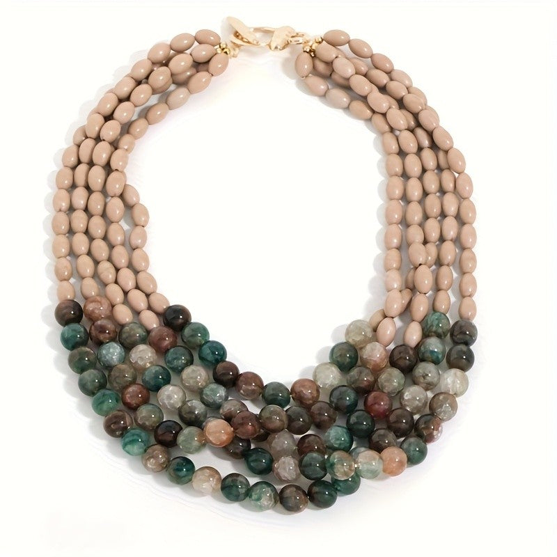 Boho Earth Tone Resin Bib Necklace