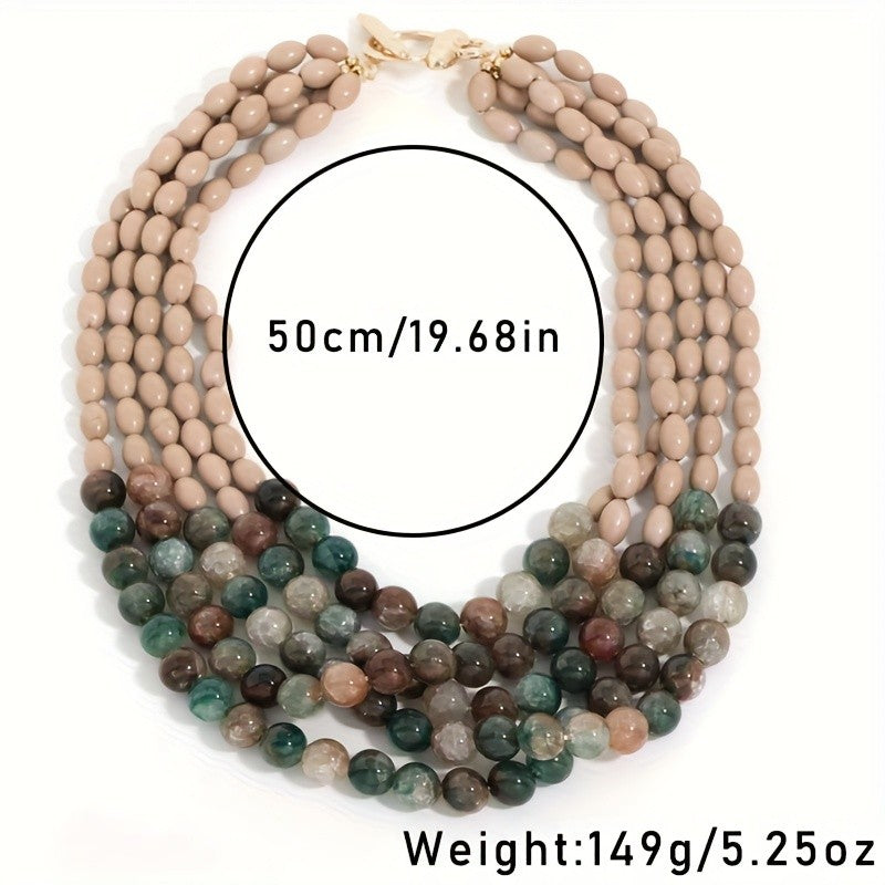 Boho Earth Tone Resin Bib Necklace