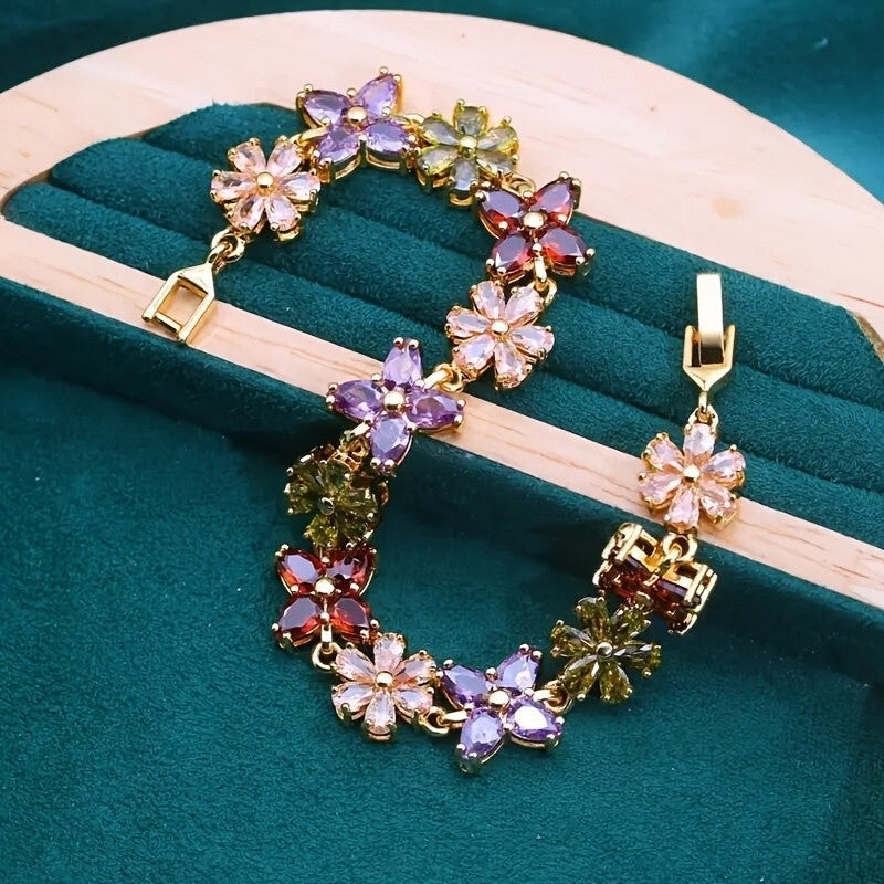 Boho Multicolor Floral Link Bracelet