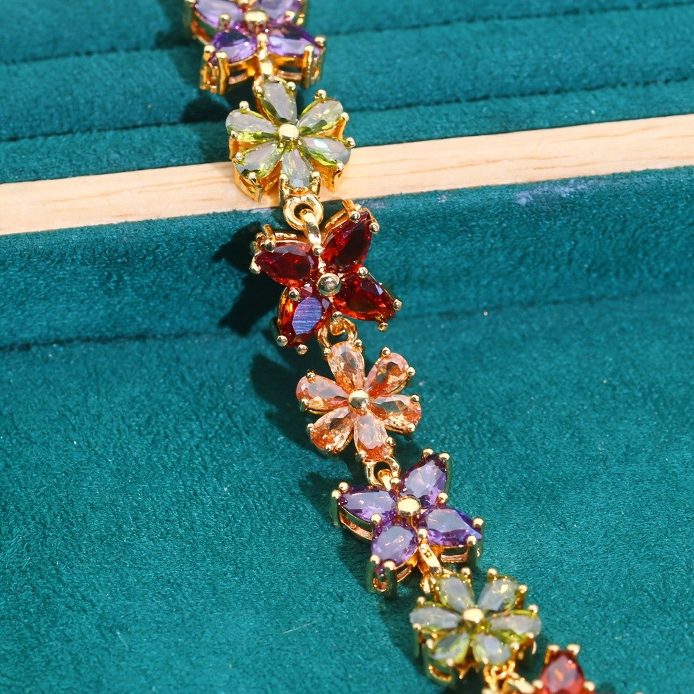 Boho Multicolor Floral Link Bracelet