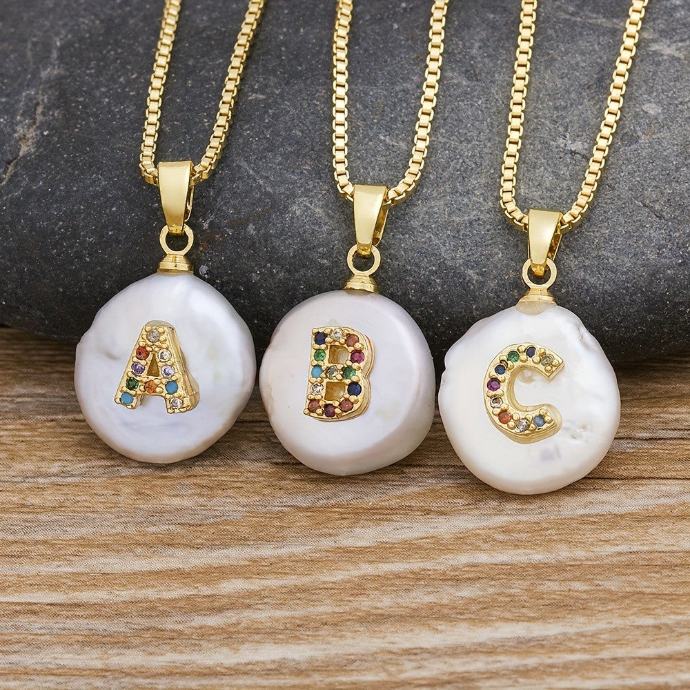18k Dainty Colorful Initial Necklace