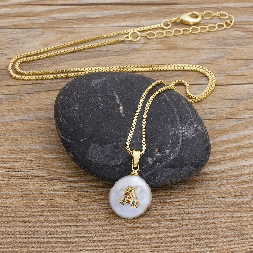 18k Dainty Colorful Initial Necklace