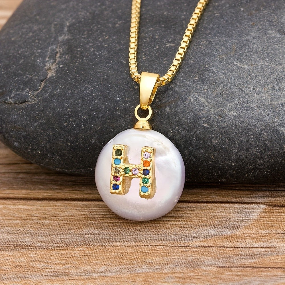 18k Dainty Colorful Initial Necklace