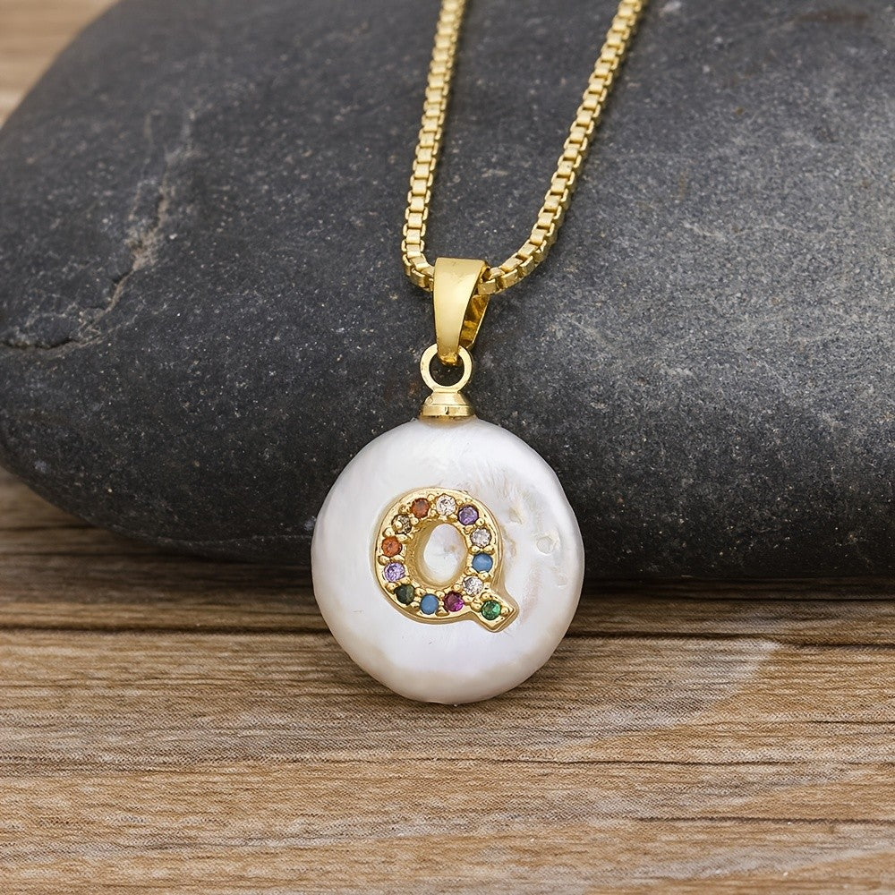 18k Dainty Colorful Initial Necklace