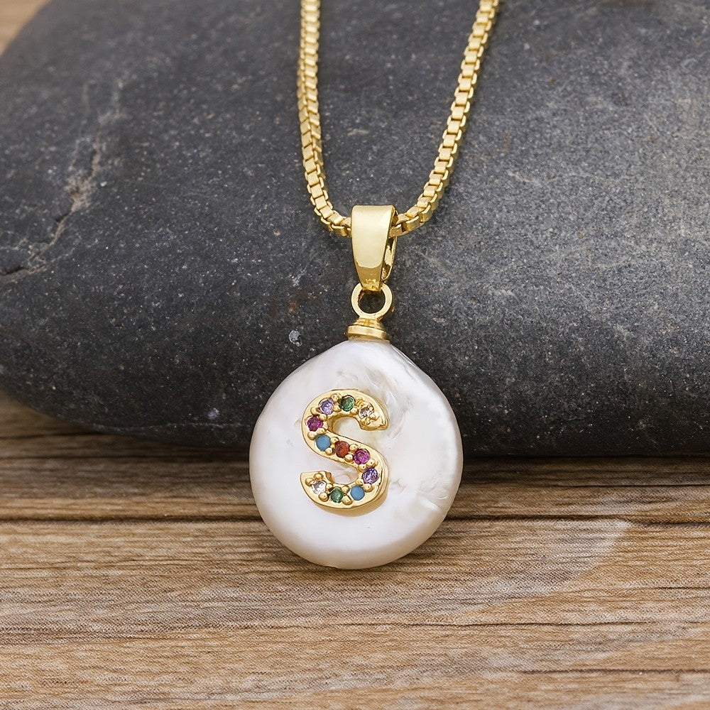 18k Dainty Colorful Initial Necklace