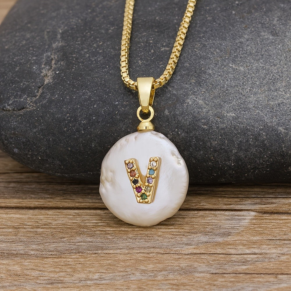 18k Dainty Colorful Initial Necklace