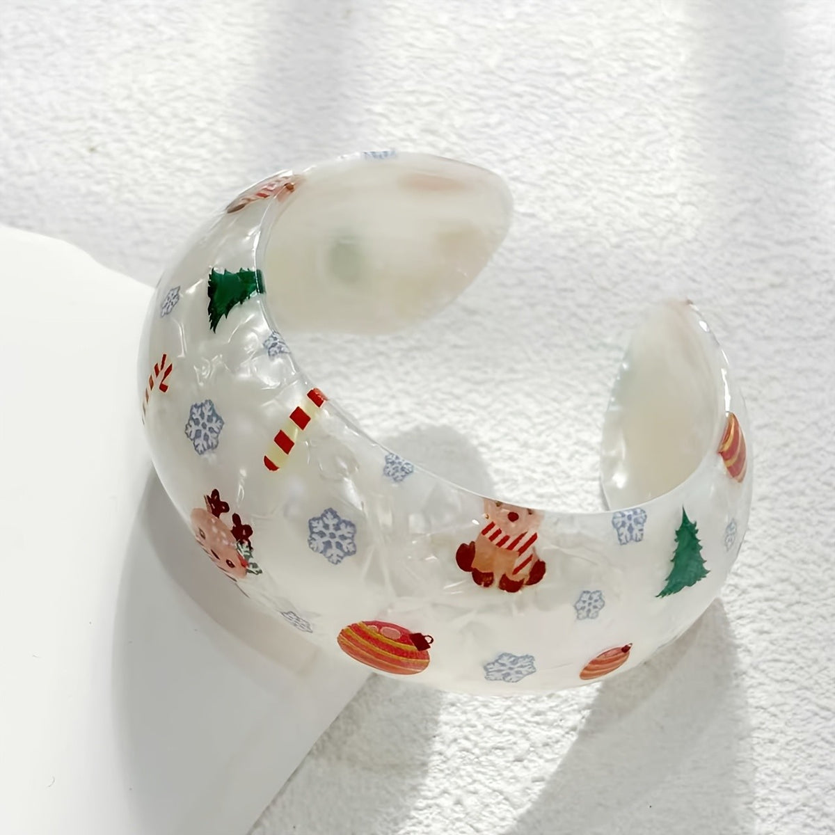 Festive Red Glitter Christmas Cuff Bracelet