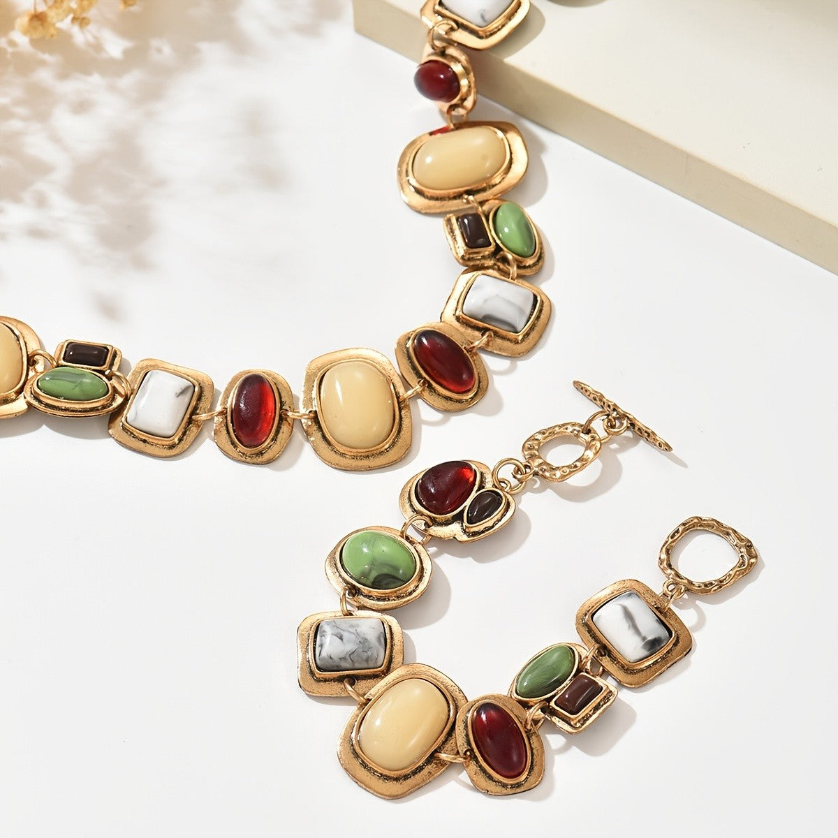 Boho Multicolor Geometric Necklace Set