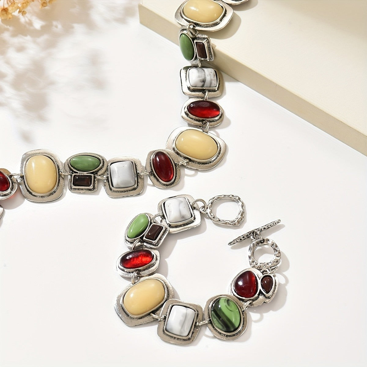 Boho Multicolor Geometric Necklace Set