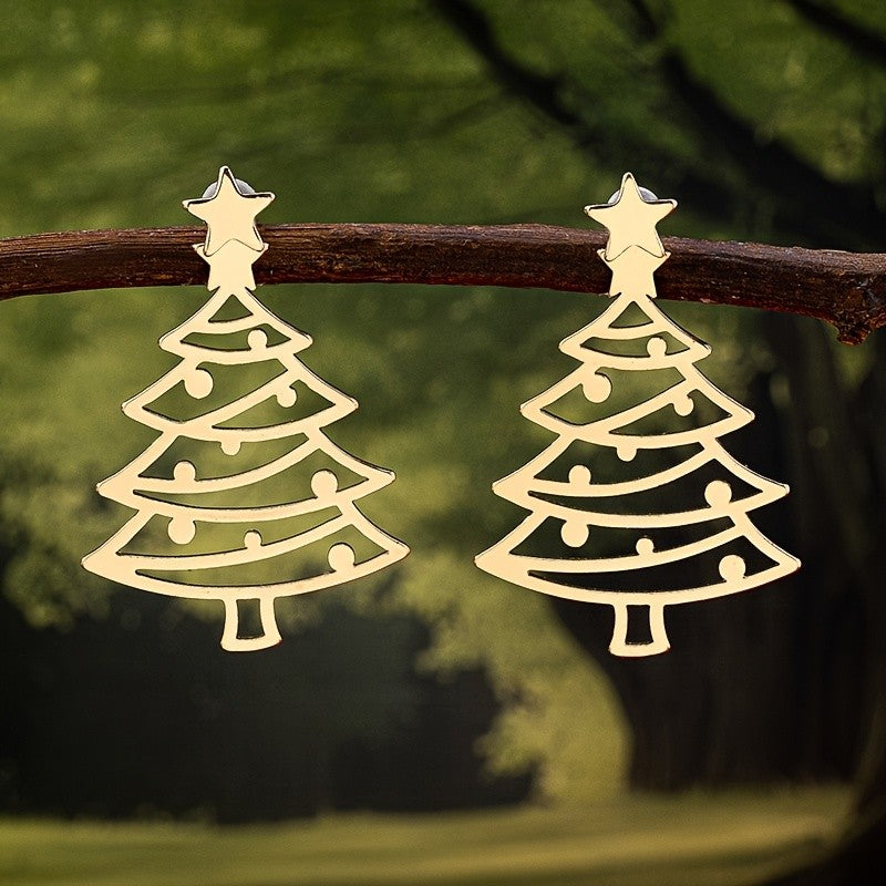 Elegant Christmas Tree Star Earrings