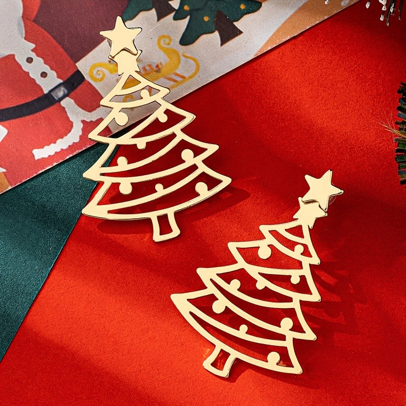 Elegant Christmas Tree Star Earrings