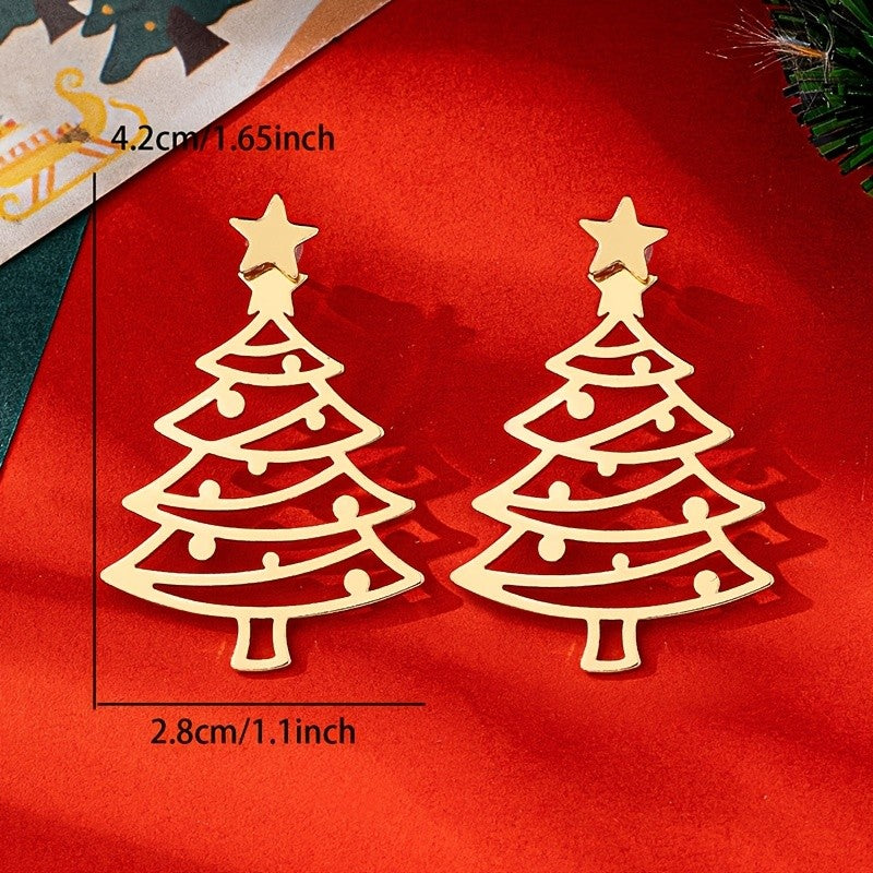 Elegant Christmas Tree Star Earrings
